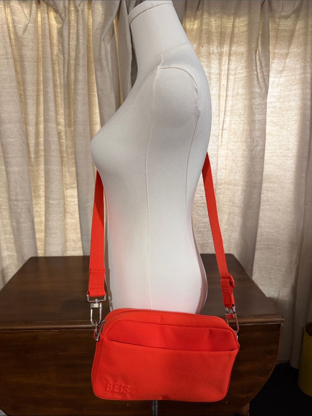 BEIS Bright Orange Crossbody Canvas Bag - Picture 2 of 15